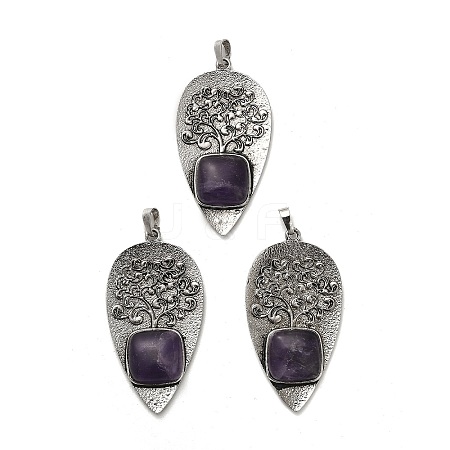 Natural Amethyst Square Big Pendants G-F763-07AS-07-1