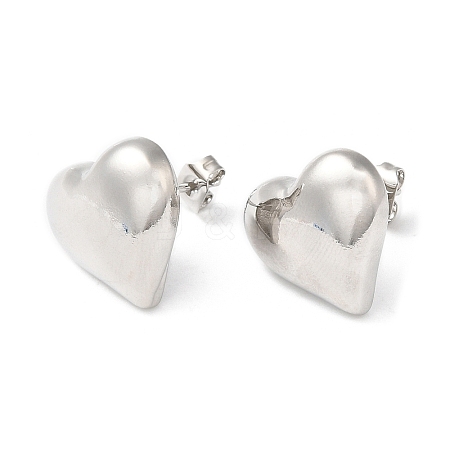 Rack Plating Brass Heart Stud Earrings X-EJEW-Q766-02P-1