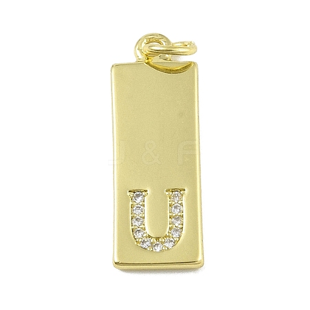 Brass Micro Pave Clear Cubic Zirconia Pendants KK-P266-06G-U-1