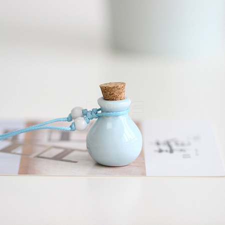 Ceramic Perfume Bottle Pendant Necklace with Braided Nylon Cord BOTT-PW0001-121A-1