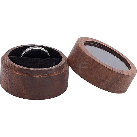 Walnut Wooden Engagement Ring Boxes CON-WH0072-87-1