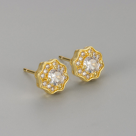 Valentine's Day Brass Clear Cubic Zirconia Stud Earrings WGA37BF-01-1