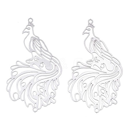 Tarnish Resistant 201 Stainless Steel Filigree Big Pendants STAS-S118-015P-1