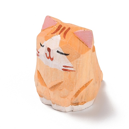 Cat Shape Wood Figurines DJEW-G043-01D-1