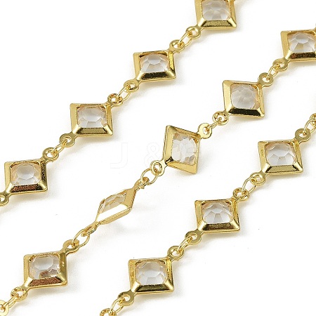 Brass Glass Rhombus Link Chains CHC-R001-05G-04-1