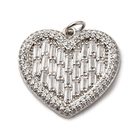 Brass Micro Pave Clear Cubic Zirconia Pendants KK-U076-21P-1