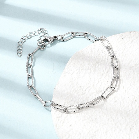 4MM 304 Stainless Steel Textured Paperclip Chain Bracelets for Man and Women SA-CBAB767-13P-1