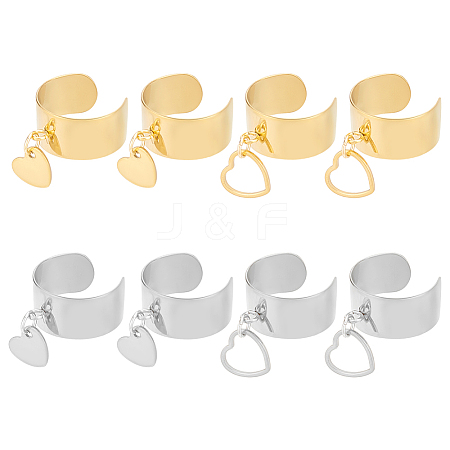 8Pcs 4 Style 304 Stainless Steel Open Cuff Finger Rings RJEW-UN00003-1