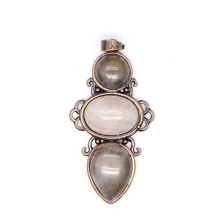 Retro Natural Rose Quartz Pendants PW-WG7292F-02-1