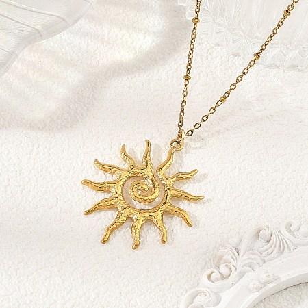 304 Stainless Steel Sun Pendant Satellite Chain Necklaces NJEW-JN06507-1