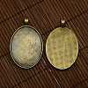 40x30mm Clear Oval Glass Cabochon Cover and Antique Bronze Alloy Blank Pendant Cabochon Settings for DIY Portrait Pendant Making DIY-X0159-AB-FF-4