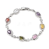 Oval Brass Micro Pave Cubic Zirconia Link Chain Bracelets for Women BJEW-D387-04P-06-4