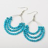 Trendy Synthetic Turquoise Beaded Earrings for Girls X-EJEW-PJE690-3