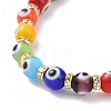 Chakra Theme Handmade Evil Eye Lampwork Beads Stretch Bracelets BJEW-JB09125-5
