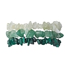 3Pcs Natural Green Aventurine & Natural Prehnite & Natural Malachite Chip Beaded Stretch Bracelet Sets BJEW-JB10862-1