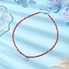 Glass Seed Beaded Alloy Heart with Wing Pendant Necklaces for Women NJEW-JN05008-2