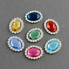 Faceted Oval Brass Acrylic Rhinestone Shank Buttons RB-S020-08-M3-1