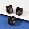 Brass with Natural Labradorite Cuff Rings RJEW-Z112-02R-01-1