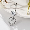 Alloy Crystal Rhinestone Dangle Curved Barbell Belly Rings AJEW-R007-04P-06-5