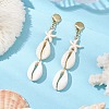 Alloy & Natural Shell & Synthetic turquoise Beaded Dangle Stud Earrings EJEW-JE06266-02-1