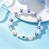 Handmade Flower Printed Porcelain Ceramic Glass Beaded Bracelets for Women BJEW-MZ00291-1