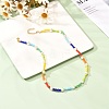 Glass Seed & Glass Pearl Beaded Necklace for Girl Women NJEW-TA00007-2