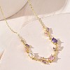 Brass Pave Cubic Zirconia Rose Flower Link Cable Chain Necklaces for Women NJEW-C121-05B-06G-2