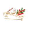 Christmas Candy Cane & Star & Bowknot Charms Alloy Safety Pin Brooch JEWB-TA00002-5