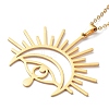 201 Stainless Steel Sun with Eye Pendant Necklace with Cable Chains NJEW-Q317-02G-3