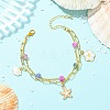 Brass Paperclip Chain & Natural Multicolor Tourmaline Beads Double Layers Bracelets BJEW-JB13851-1