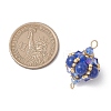 Synthetic Turquoise & Natural Carnelian & Yellow Jade & Malaysia Jade & Tiger Eye Round and Glass Seed Beaded Lantern Links Connector Charms PALLOY-MZ01176-3