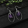 Natural Amethyst Dangle Earrings EJEW-JE02150-03-4