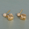 Elegant Brass Pave Clear Cubic Zirconia Stud Earrings OC6724-2