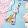 Flower Handmade Macrame Cotton Threads Pendant Decoration HJEW-JM02762-02-1