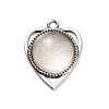 18x4mm Transparent Clear Glass Cabochons and Antique Silver Alloy Heart Pendant Cabochon Settings DIY-X0183-AS-2