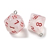 7 Styles Transparent Resin Polyhedral Dice Pendants Set RESI-A029-01L-2