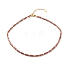 Natural Sesame Jasper/Kiwi Jasper Column Beaded Necklace with Synthetic Hematite NJEW-JN03840-01-1