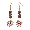 Evil Eye Natural & Synthetic Mixed Gemstone Chip & Seed Beads Dangle Earrings EJEW-MZ00166-3