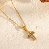304 Stainless Steel Pave Clear and Purple Religion Cross Cubic Zirconia Pendant Necklaces for Women WG5CABF-01-1