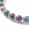 Round Natural Apatite Braided Bead Bracelet BJEW-TA00106-2