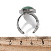 Oval Natural Green Aventurine Finger Rings RJEW-M062-02P-17-3