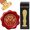 Brass Wax Seal Stamps with Rosewood Handle AJEW-WH0412-0147-1