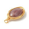 Natural Indian Agate Copper Wire Wrapped Pendants PALLOY-JF02500-02-4