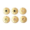 304 Stainless Steel Pave Natural Mixed Stone Flat Round Charms STAS-F312-14G-1