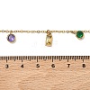 304 Stainless Steel Pave Colorful Cubic Zirconia Flat Round Rectangle Pendant Bib Necklaces NJEW-C114-03G-5
