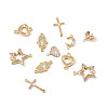 12Pcs 6 Styles Brass Micro Pave Clear Cubic Zirconia Connector Charms KK-TA0001-14-12