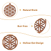HOBBIESAY 16Pcs 8 Styles Natural Walnut Wood Pendants WOOD-HY0001-04-3
