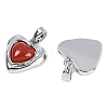 Brass Pave Natural Carnelian(Dyed & Heated) Heart Charms KK-U043-51P-04-2