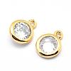 Brass Cubic Zirconia Pendants KK-P119-33-8x6mm-G-NR-2