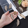 6Pcs Feather Shape Brass Rhinestone Lapel Pins for Backpack Clothes JEWB-UN0002-71B-4